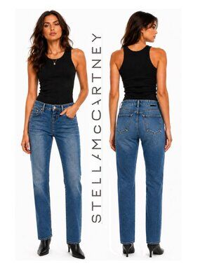 Stella McCartney Straight-Leg Blue Jeans Mid-Rise Button Fly Size 31